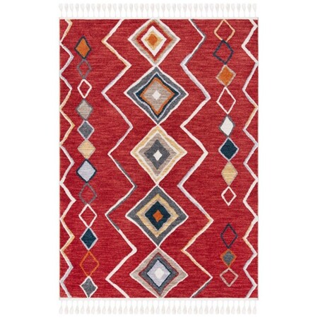 Safavieh 5 ft. 5 in. x 7 ft. 7 in. Farmhouse Southwestern Rectangle Power Loomed Rug - Red & Gold FMH599Q-5